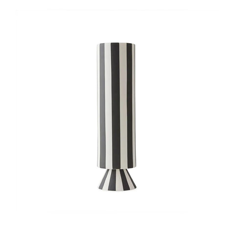 Vase, "Toppu", Steinware, schwarz/weiß