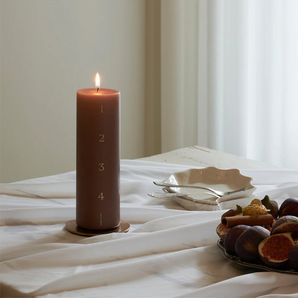 Adventskerze, winter rose / gold