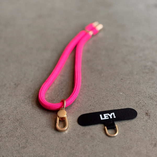 Schlüsselanhänger / Handyband, neon pink