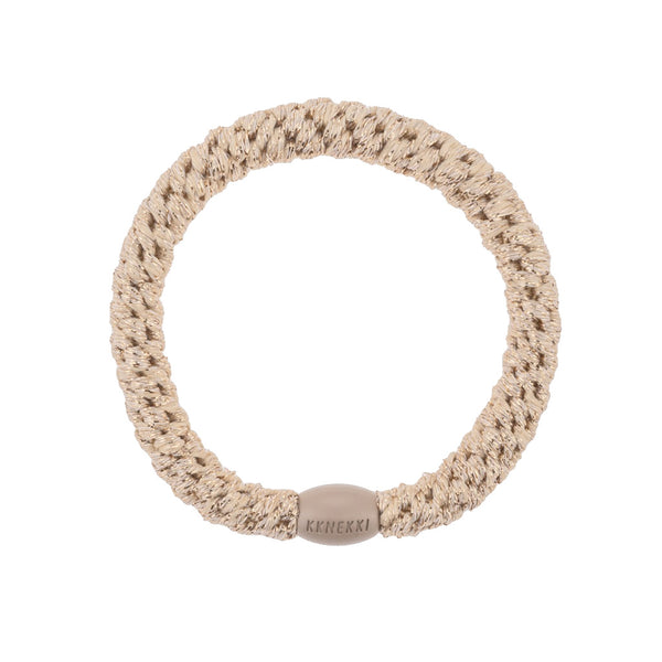 Haar- und Armband "Kknekki", beige glitter