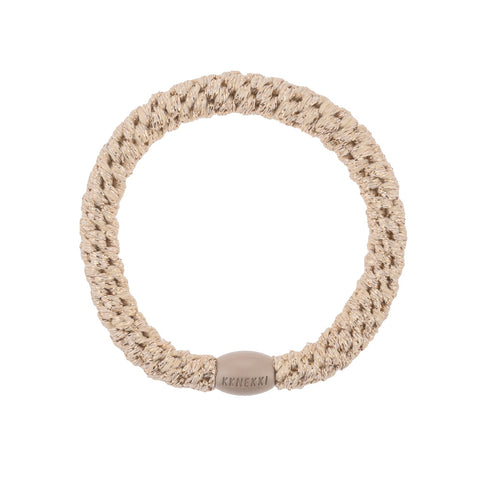 Haar- und Armband "Kknekki", beige glitter