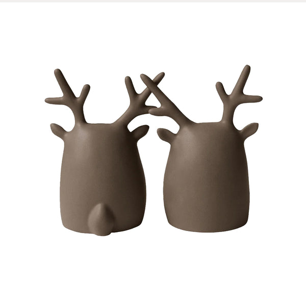 2er-Set Dekofiguren "Deer Twins", Keramik, dust