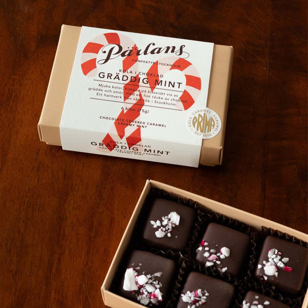 Karamellen mit Schokoladenüberzug "Gräddig Mint", 6 Stk./75g