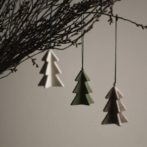 Anhänger "Winter Tree", Keramik, beige gespenkelt