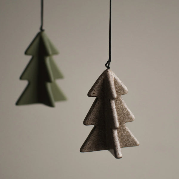 Anhänger "Winter Tree", Keramik, beige gespenkelt