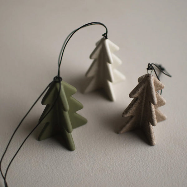 Anhänger "Winter Tree", Keramik, beige gespenkelt