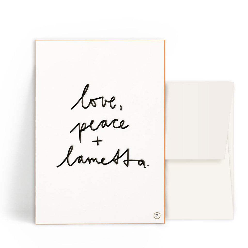 Karte, Letterpress "Love, Peace & Lametta", mit Umschlag