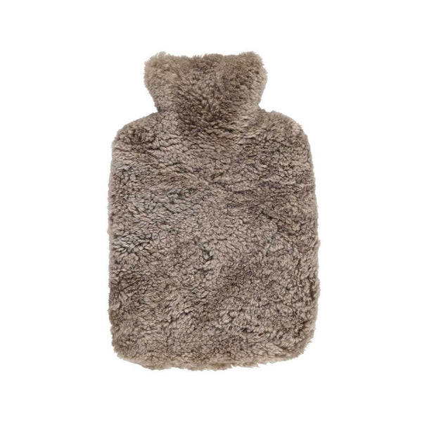 Wärmflasche mit Bezug aus Lammfell, taupe