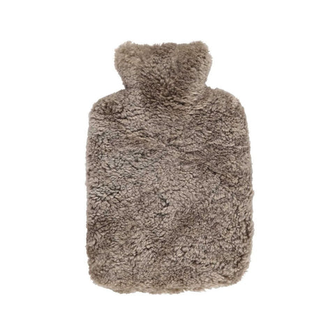 Wärmflasche mit Bezug aus Lammfell, taupe