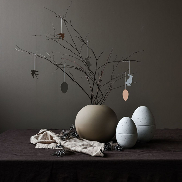 Anhänger "Ei", 4er-Set, café au lait