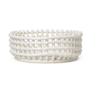 flacher Korb "Ceramic Centrepiece", off-white