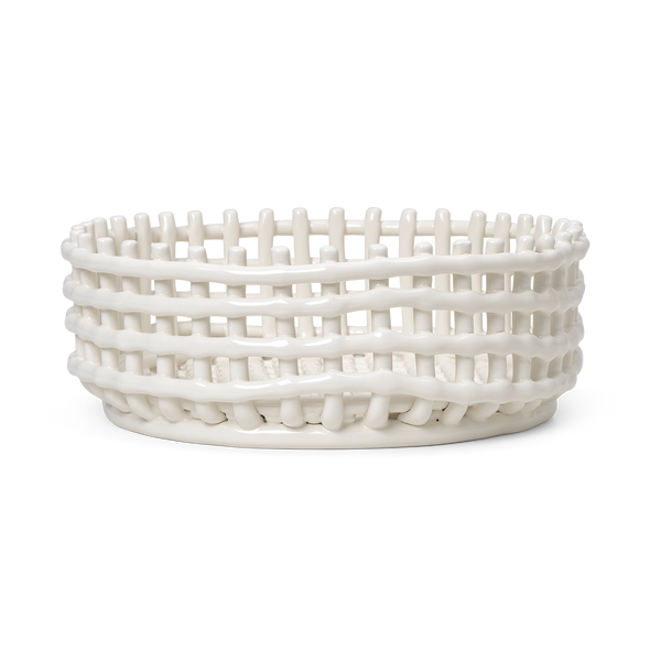 flacher Korb "Ceramic Centrepiece", off-white