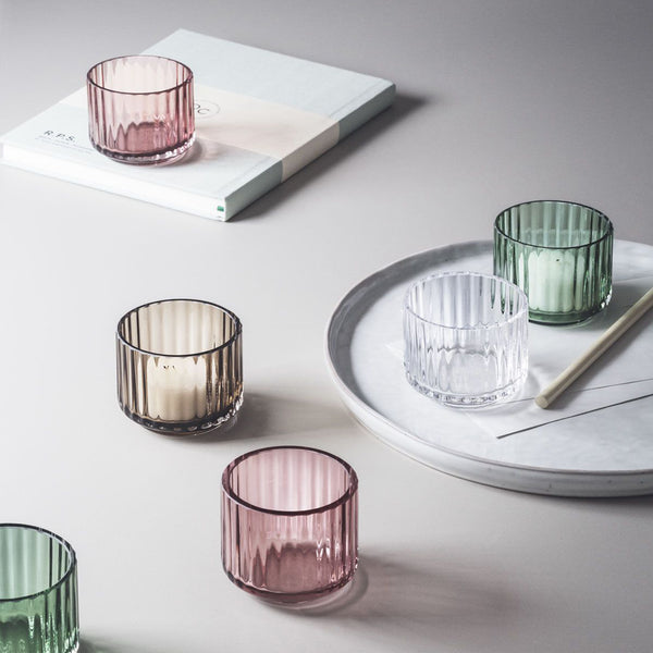 Teelichthalter, mundgeblasenes Glas, transparent